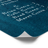 ムーディ海の水色のアルファベット順の座席表 ポスター (角)