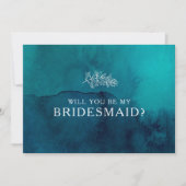 ムーディ海の水色のブライドメイド提案カード 招待状 (正面)