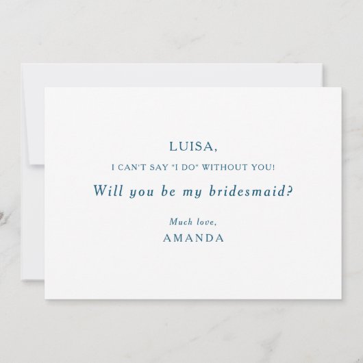 ムーディ海の水色のブライドメイド提案カード 招待状 (裏面)