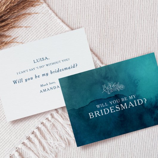 ムーディ海の水色のブライドメイド提案カード 招待状