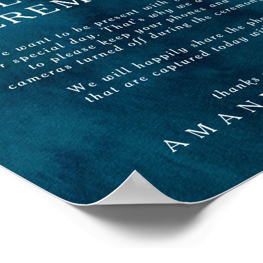 ムーディ海の水色の差し込まれていない式のサイン ポスター (角)