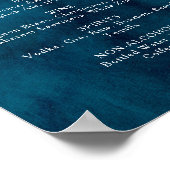 ムーディ海の結婚水彩のドリンクのメニュー記号 ポスター (角)