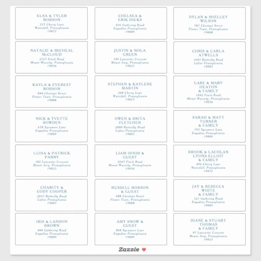 ムーディ海ブルーフォントゲストアドレス シール (シート)