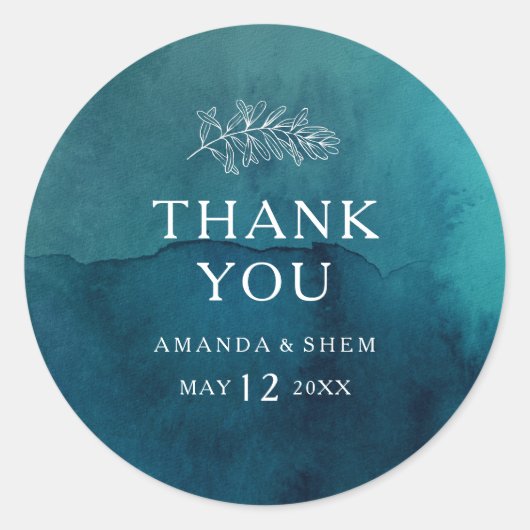 ムーディ海水の色ありがとう結婚式の引き出物 ラウンドシール (正面)