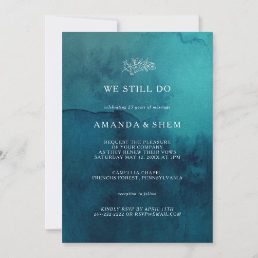 ムーディ海水彩我々はまだ誓いを更新する 招待状 (正面)