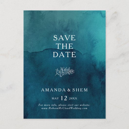 ムーディ海水彩日付はがきを保存 インビテーションポストカード (正面)