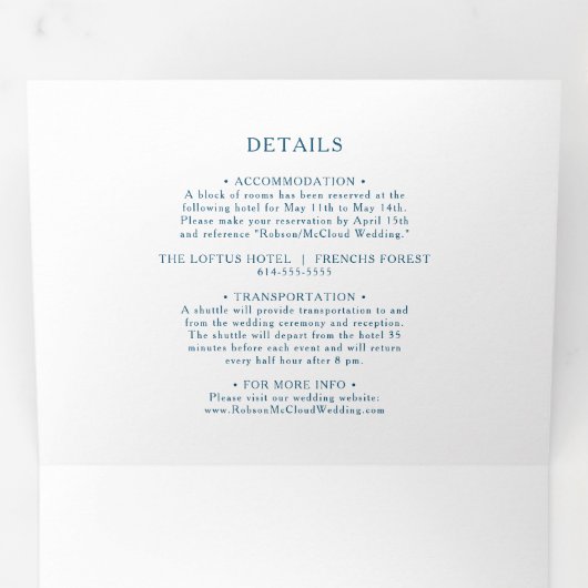 ムーディ海結婚の水の色の全てを1つの3倍に 三つ折り招待状 (内部最初)