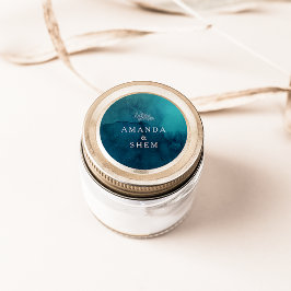 ムーディ海結婚水色の封筒用シール ラウンドシール