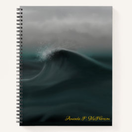 ムーディ深いの緑の波が嵐に巻き込まれる ノートブック