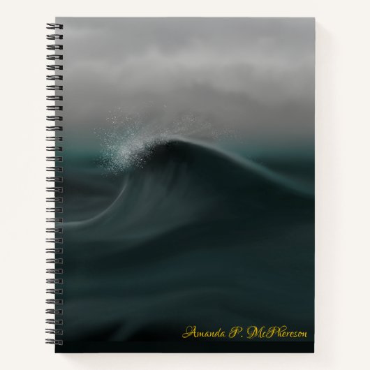 ムーディ深いの緑の波が嵐に巻き込まれる ノートブック (正面)