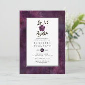 ムーディ深いプラムベルベットフローラブライダルシャワー 招待状 (スタンド正面)
