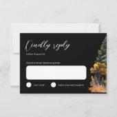 ムーディ秋の水の色の森の結婚式RSVPカード 出欠カード (正面)