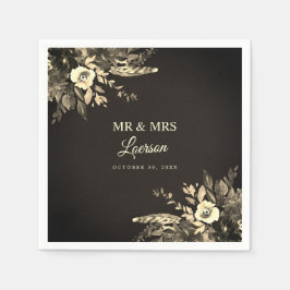 ムーディ秋の水色乾燥した花結婚の花 スタンダードカクテルナプキン