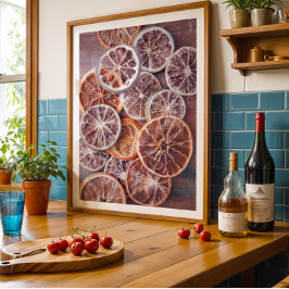 ムーディ秋ドライオレンジの暖かいキッチンウォールアート ポスター