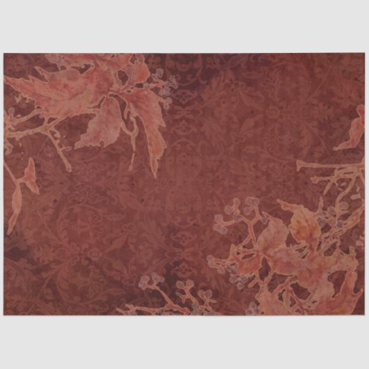 ムーディ紅葉ダークテラコッタレッドブルガンディーアート 薄葉紙 (正面)