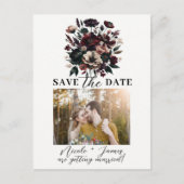 ムーディ素朴ガーデン花模様ボヘミアン日付を保存 案内ポストカード (正面)
