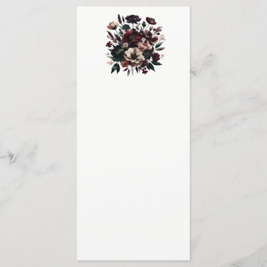 ムーディ素朴ガーデン花模様ボヘミアン結婚ズのメニュー メニュー (裏面)