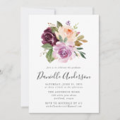 ムーディ素朴ーウォータカラーフローラ卒業パーティー 招待状 (正面)