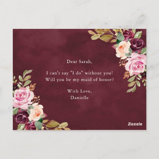 ムーディ素朴ーフローラが私のメイド・オブ・オーナー(花嫁付き添い人) ポストカード (裏面)