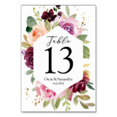 ムーディ素朴ー&バーガンディ水カラーフローラフレーム テーブルナンバー (正面)