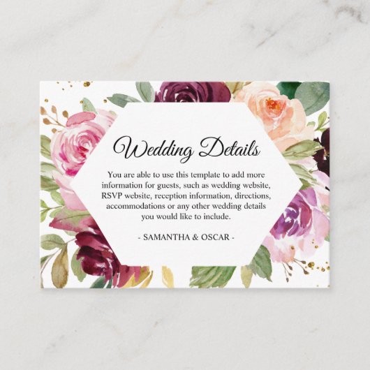 ムーディ素朴ー&ブルゴーニュ水カラーフローラフレームEn エンクロージャーカード (正面)