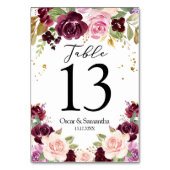 ムーディ素朴ー&ブルゴーニュ水彩花&リーフ テーブルナンバー (裏面)