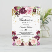 ムーディ素朴ー&ブルゴーニュ水彩花&リーフ 招待状 (スタンド正面)