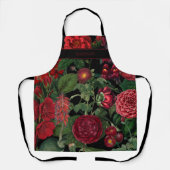 ムーディ花模様ズブラック&ブルゴーニュヴィンテージモノグラム エプロン (正面)