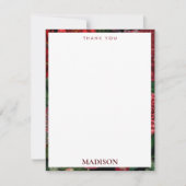 ムーディ花模様ズブラック&ブルゴーニュヴィンテージモノグラム サンキューカード (正面)