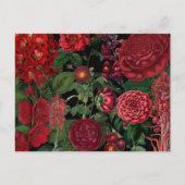 ムーディ花模様ズブラック&ブルゴーニュヴィンテージモノグラム シーズンポストカード (正面)