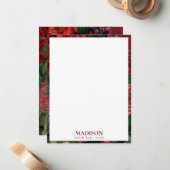 ムーディ花模様ズブラック&ブルゴーニュヴィンテージモノグラム ノートカード (正面/裏面インサイチュ)