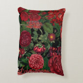 ムーディ花模様ズブラック&ブルゴーニュヴィンテージ アクセントクッション (裏面(縦))