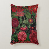 ムーディ花模様ズブラック&ブルゴーニュヴィンテージ アクセントクッション (正面(垂直))