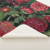 ムーディ花模様ズブラック&ブルゴーニュヴィンテージ シェルパブランケット (3/4)