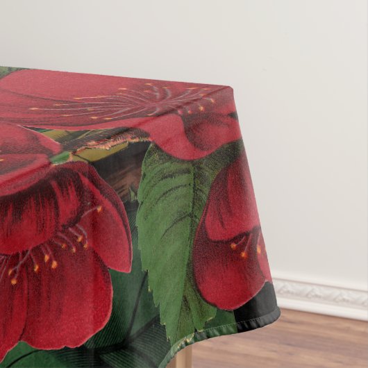 ムーディ花模様ズブラック&ブルゴーニュヴィンテージ テーブルクロス (インサイチュ)