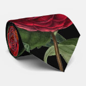 ムーディ花模様ズブラック&ブルゴーニュヴィンテージ ネクタイ (ロール)