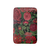 ムーディ花模様ズブラック&ブルゴーニュヴィンテージ バスマット (正面縦)