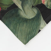 ムーディ花模様ズブラック&ブルゴーニュヴィンテージ フリースブランケット (角)