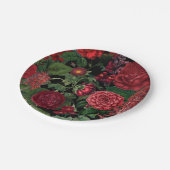 ムーディ花模様ズブラック&ブルゴーニュヴィンテージ ペーパープレート (アングル)