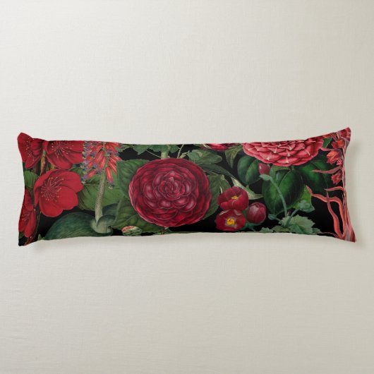 ムーディ花模様ズブラック&ブルゴーニュヴィンテージ ボディピロー (裏面)