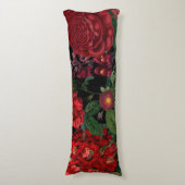 ムーディ花模様ズブラック&ブルゴーニュヴィンテージ ボディピロー (正面縦)