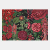 ムーディ花模様ズブラック&ブルゴーニュヴィンテージ ラッピングペーパーシート (正面2)