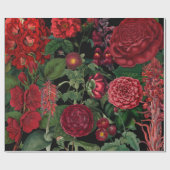 ムーディ花模様ズブラック&ブルゴーニュヴィンテージ ラッピングペーパー (フラット)