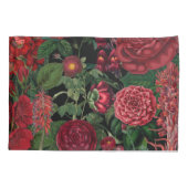 ムーディ花模様ズブラック&ブルゴーニュヴィンテージ 枕カバー (裏面-左)