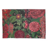 ムーディ花模様ズブラック&ブルゴーニュヴィンテージ 枕カバー (正面左)