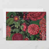 ムーディ花模様ブラックアーチブルゴーニュ結婚レッド セーブザデート (裏面)