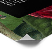 ムーディ花模様ブラック結婚・ブルゴーニュのシーティングチャート ポスター (角)