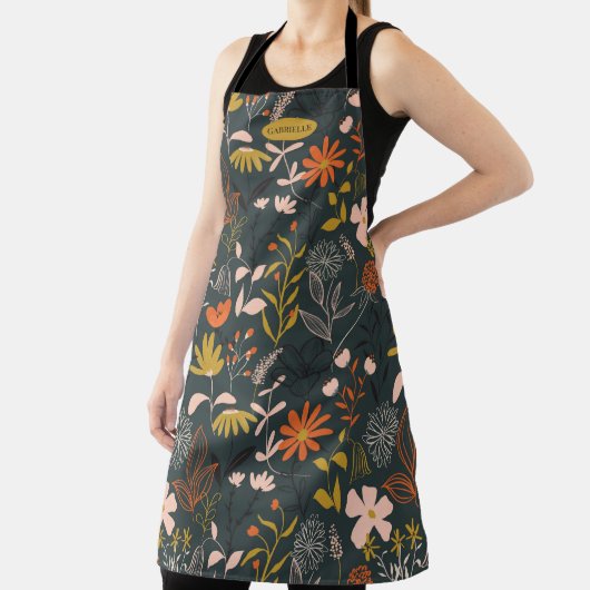 ムーディ花模様 パーソナライズされた エプロン (インサイチュ)