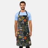 ムーディ花模様 パーソナライズされた エプロン (着用した状態)
