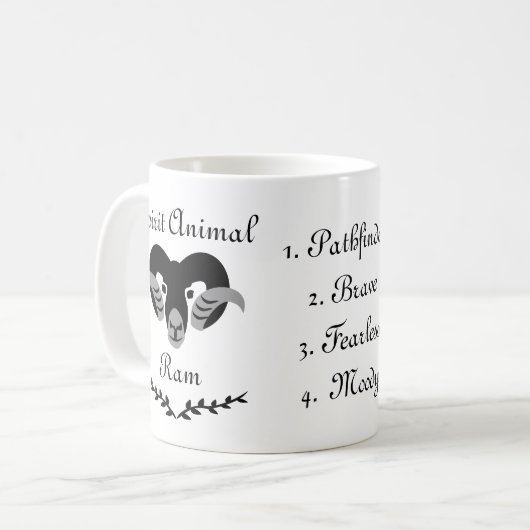 ムーディ部族牡羊トーテムスピリットアニマルコーヒーマグ コーヒーマグカップ (正面左)